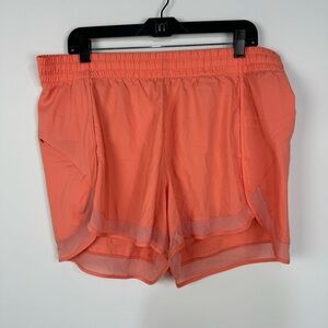 Athleta mesh racer run short 4" neon pink orange corral activewear running gym